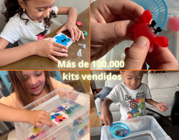 A parent and child making water elves together at the table